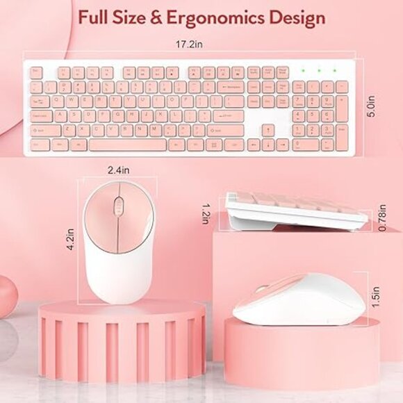 Pink and white wireless keyboard
